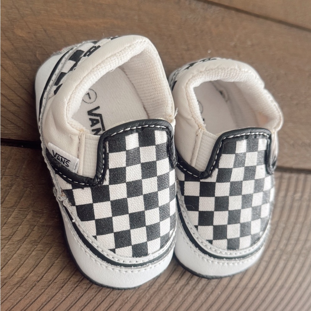 Vans Baby Checkered Slip-On Shoes - Black and White